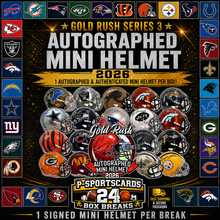Load image into Gallery viewer, 2026 GOLD RUSH AUTOGRAPHED FOOTBALL MINI HELMET BREAK PICK 1 GET 1 #24