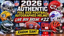 Load image into Gallery viewer, 2026 PREMIUM AUTOGRAPHED FULL SIZE FOOTBALL HELMET BREAK (1) RANDOM TEAM #22/25