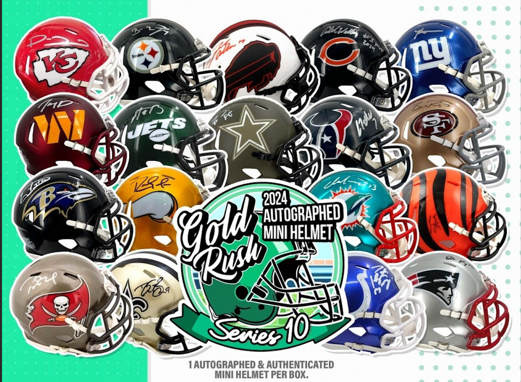 2024 GOLD RUSH AUTOGRAPHED FOOTBALL MINI HELMET BREAK PYT 6/6/2025