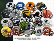 Load image into Gallery viewer, 2026 GOLD RUSH AUTOGRAPHED FOOTBALL MINI HELMET BREAK PYT 2/8/2026
