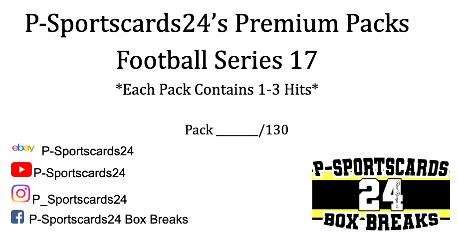 2022 P-SPORTSCARDS24'S PREMIUM PACK NFL FOOTBALL CARDS SERIES 17 PACK BREAK #100 RANDOM DIVISION